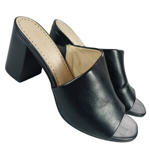 ADRIENNE VITTADINI! BLACK VEGAN LEATHER CHUNKY HEEL SOPHISTICATED SANDALS! 7.5M